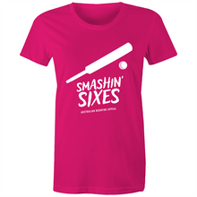 Load image into Gallery viewer, SMASHIN&#39; SIXES - BUSHFIRE APPEAL WOMAN&#39;S T-SHIRT (REVERSE)