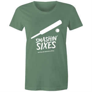 SMASHIN' SIXES - BUSHFIRE APPEAL WOMAN'S T-SHIRT (REVERSE)