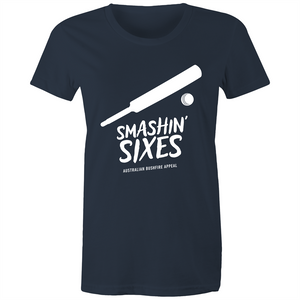 SMASHIN' SIXES - BUSHFIRE APPEAL WOMAN'S T-SHIRT (REVERSE)