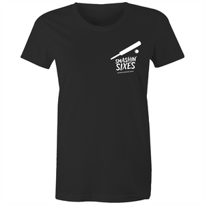 SMASHIN' SIXES - BUSHFIRE APPEAL WOMAN'S T-SHIRT (REVERSE)