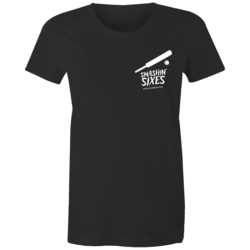 SMASHIN' SIXES - BUSHFIRE APPEAL WOMAN'S T-SHIRT (REVERSE)
