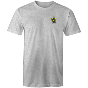 SILVER ON RED T-SHIRT (BADGE)