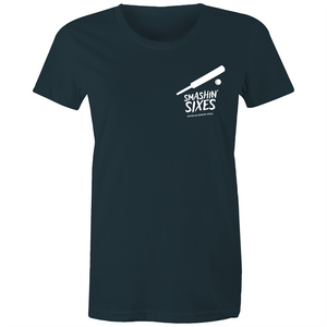 SMASHIN' SIXES - BUSHFIRE APPEAL WOMAN'S T-SHIRT (REVERSE)